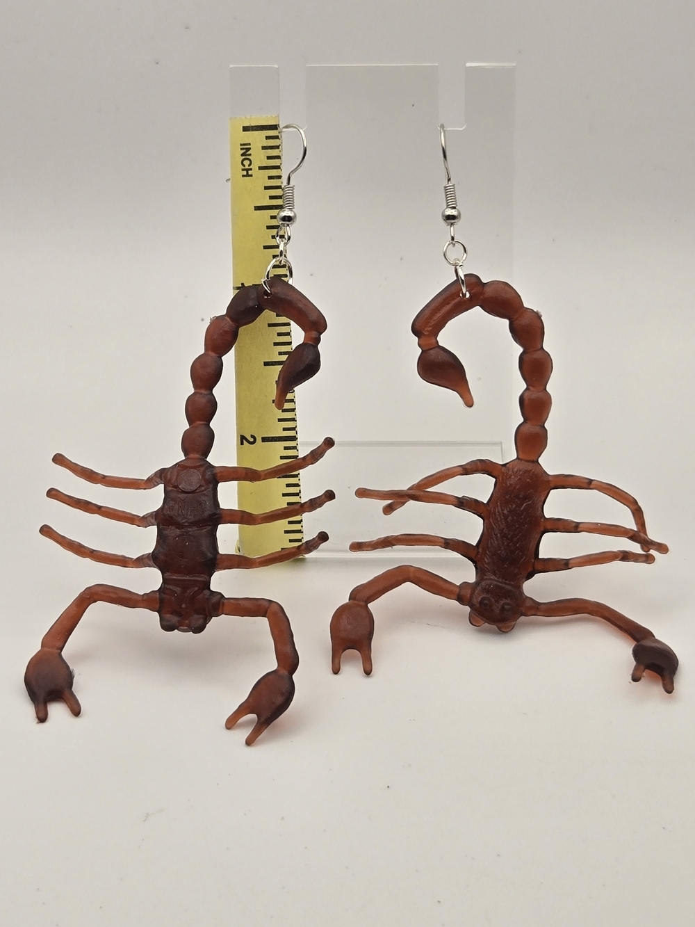 Novelty Scorpion Dangle Earrings in Brown